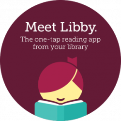 A young girl with hair over her eyes reads a book, smiling. Meet Libby, the one-tap reading app from your library