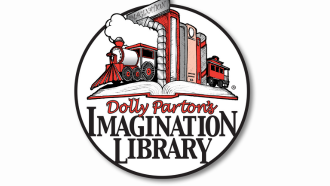 Dolly Parton's Imagination Library logo with Train