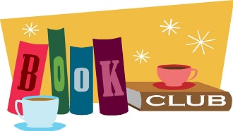 Book Club graphic with books and coffee